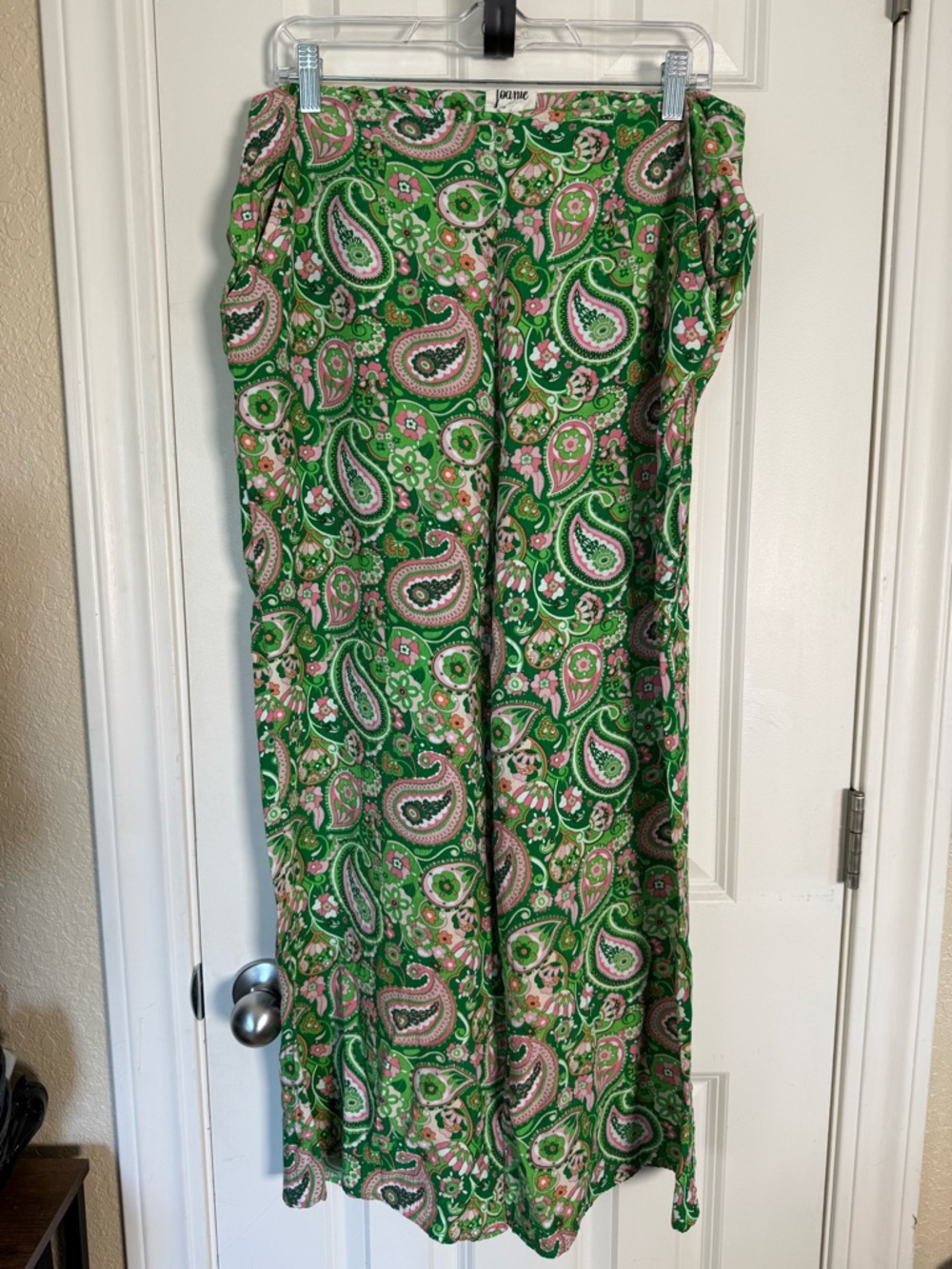 Joanie Green Paisley Wide-Leg Pants